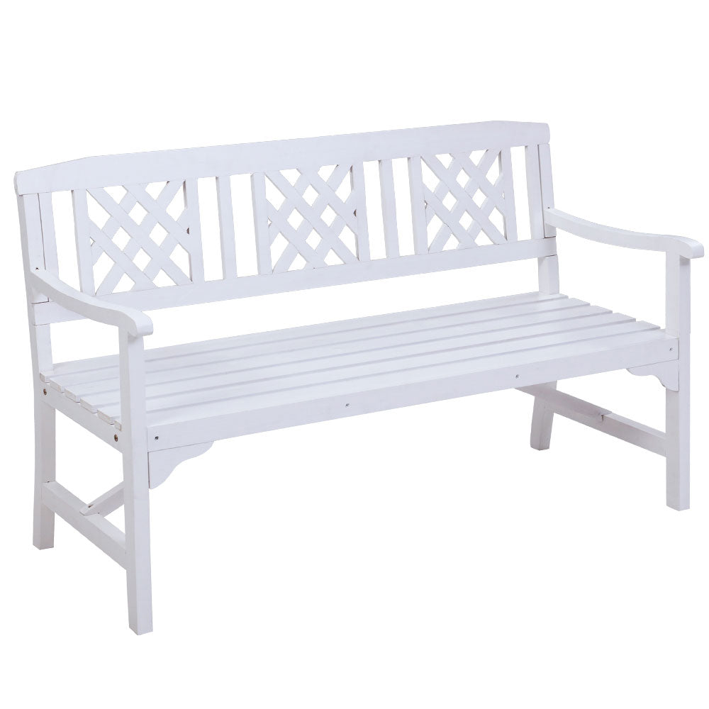 Gardeon White Fir Wood 3 Seat Outdoor Garden Bench