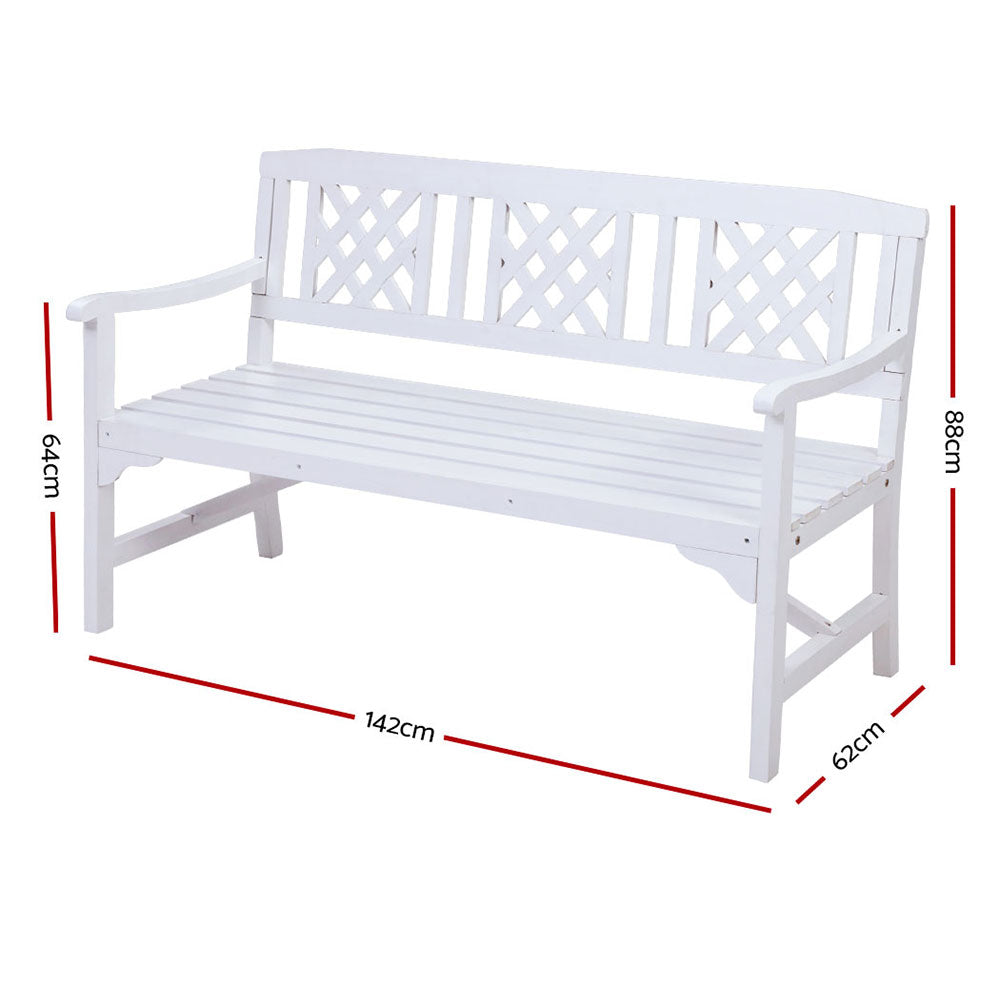 Gardeon White Fir Wood 3 Seat Outdoor Garden Bench