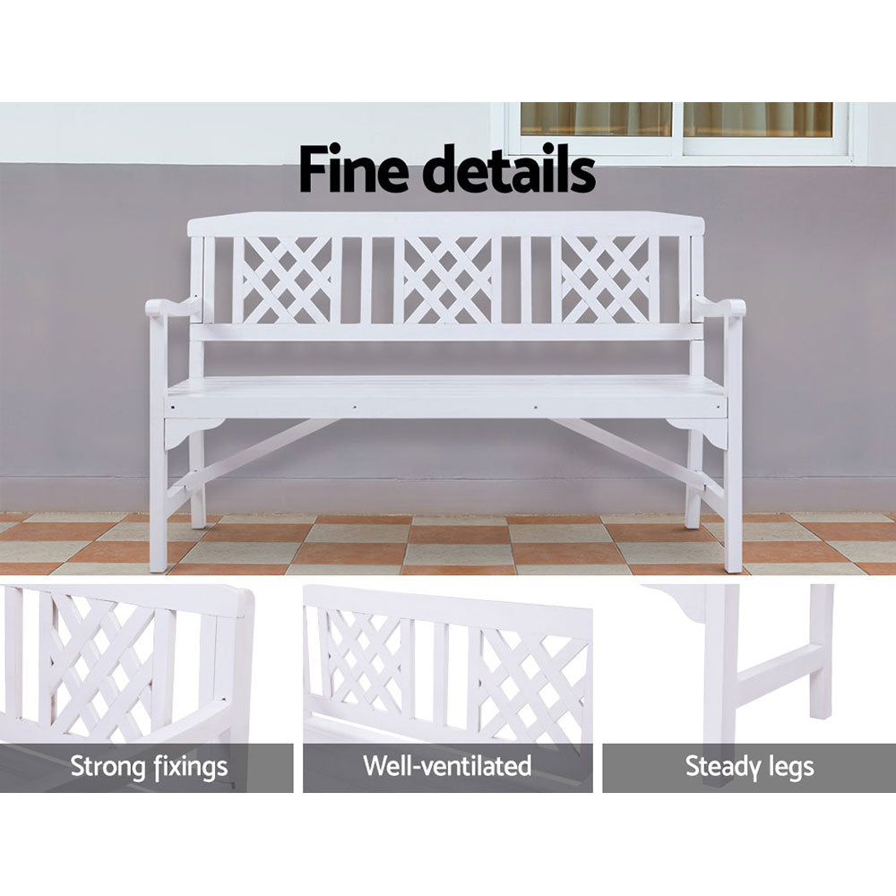 Gardeon White Fir Wood 3 Seat Outdoor Garden Bench