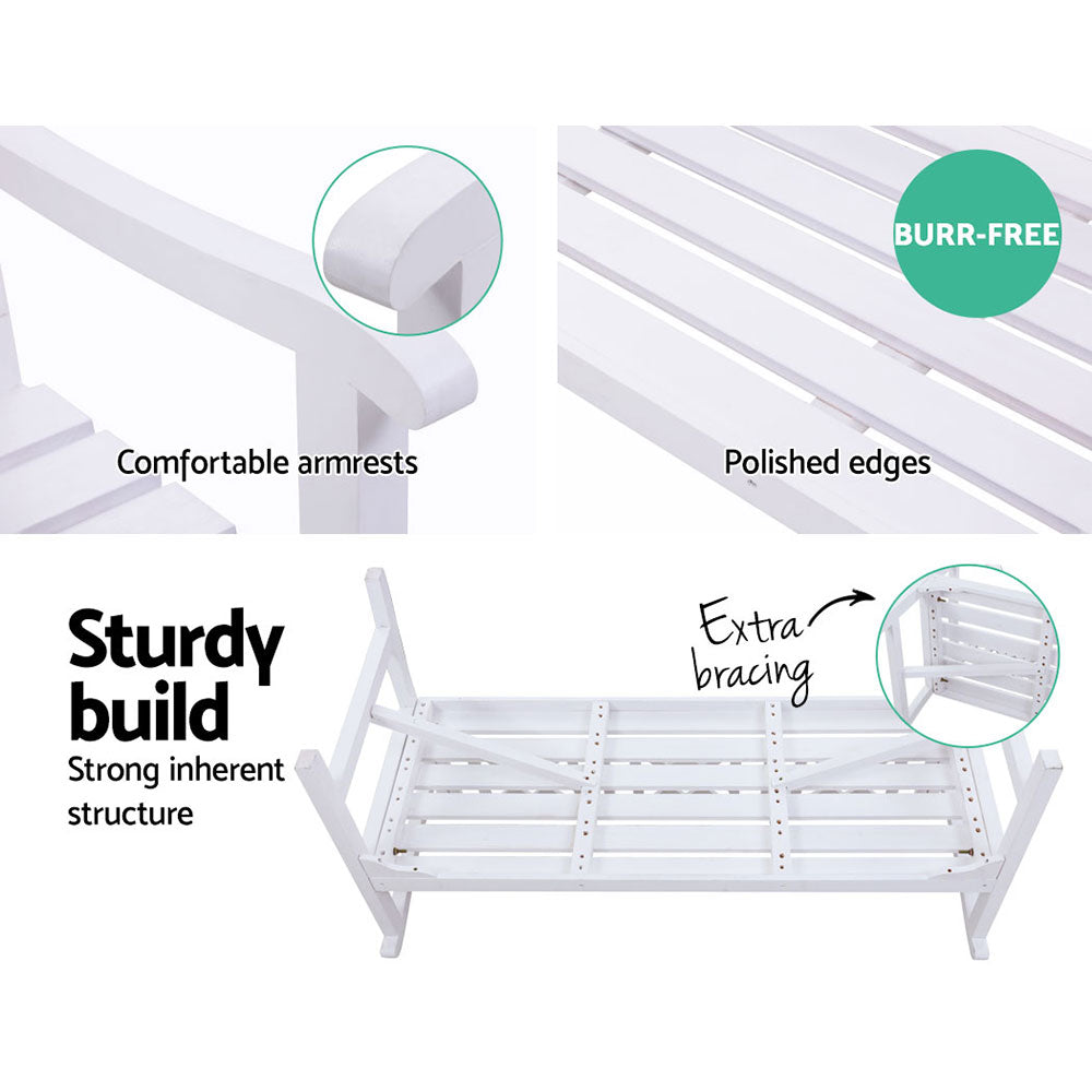 Gardeon White Fir Wood 3 Seat Outdoor Garden Bench