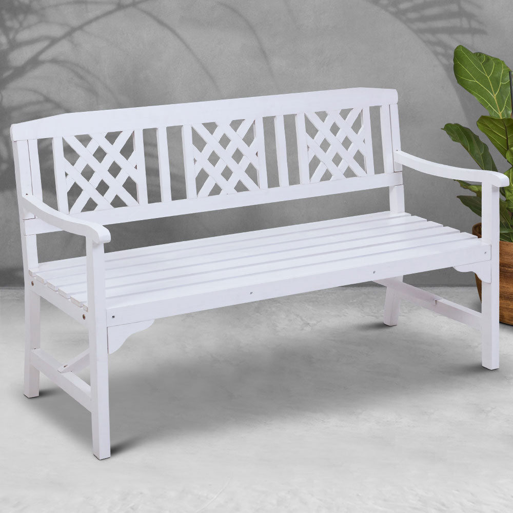 Gardeon White Fir Wood 3 Seat Outdoor Garden Bench