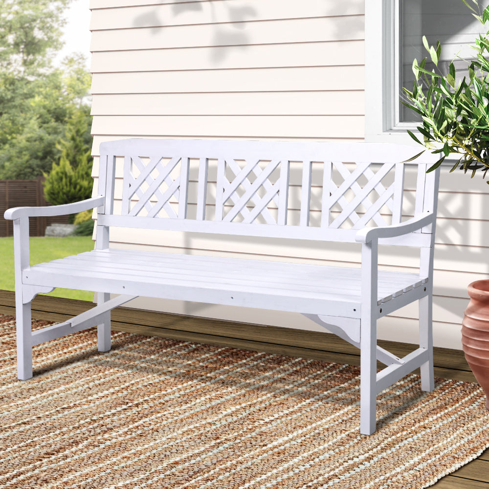 Gardeon White Fir Wood 3 Seat Outdoor Garden Bench