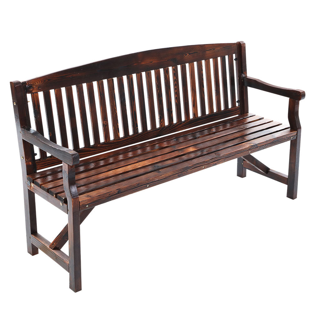 Gardeon 5FT Charcoal Wooden Garden Bench | 3 Seat Outdoor Chair