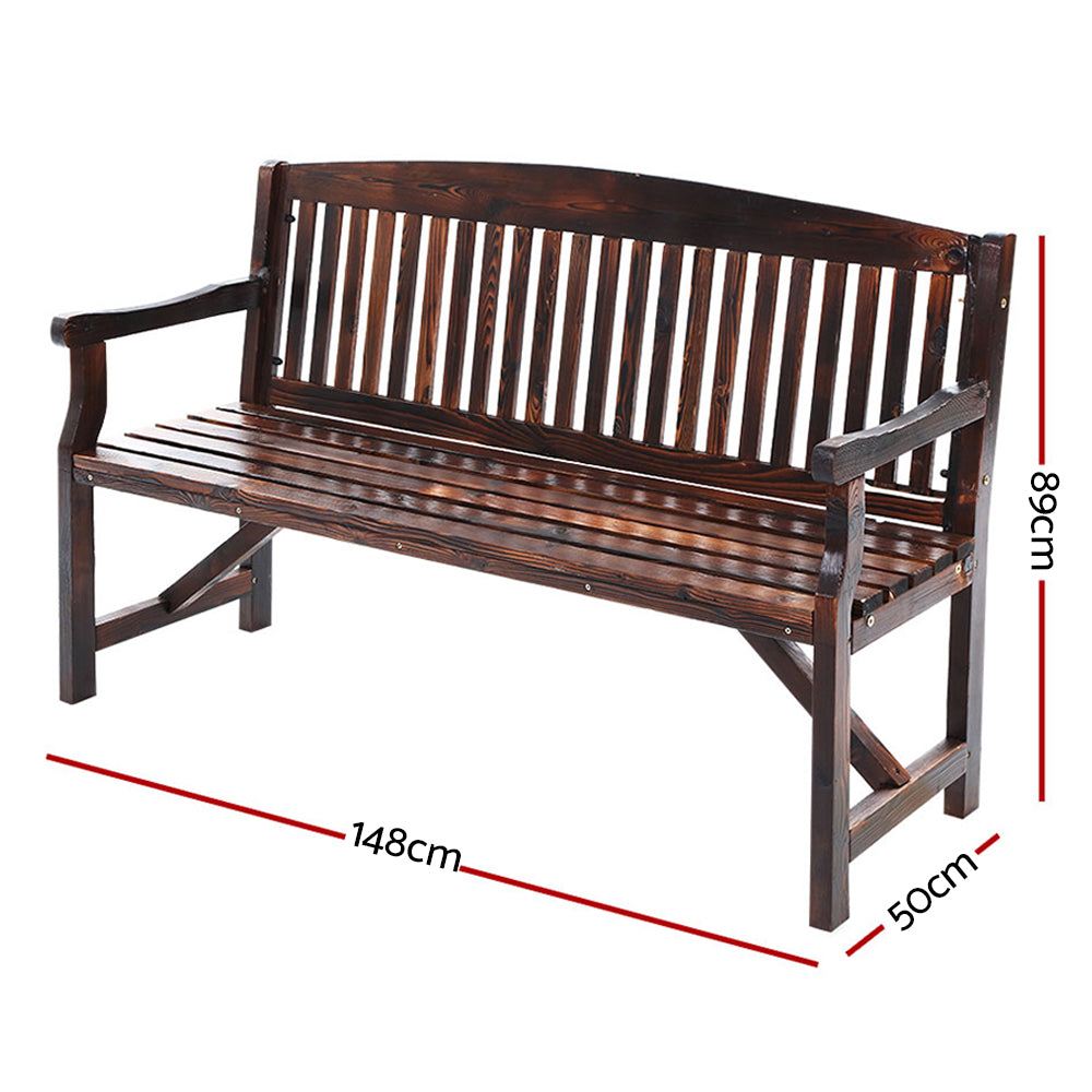 Gardeon 5FT Charcoal Wooden Garden Bench | 3 Seat Outdoor Chair