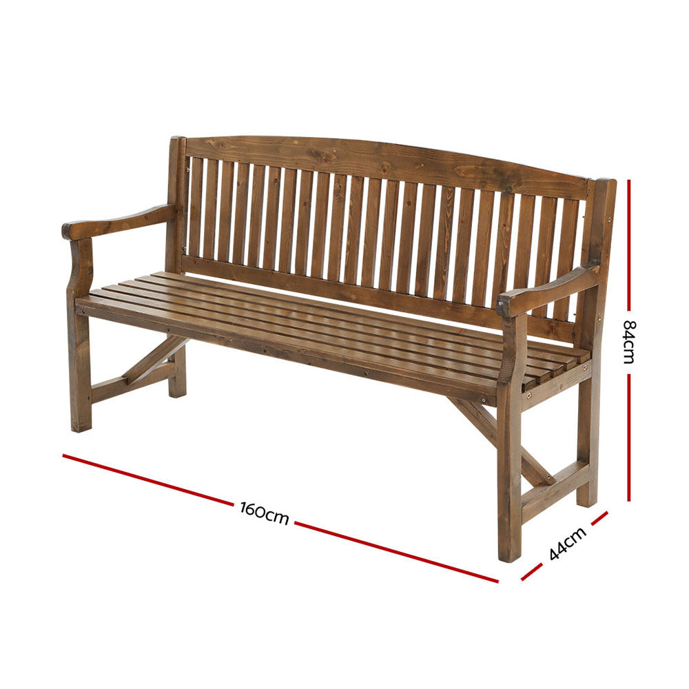 Gardeon 5FT Fir Wood Garden Bench | 3 Seater Outdoor Patio Chair