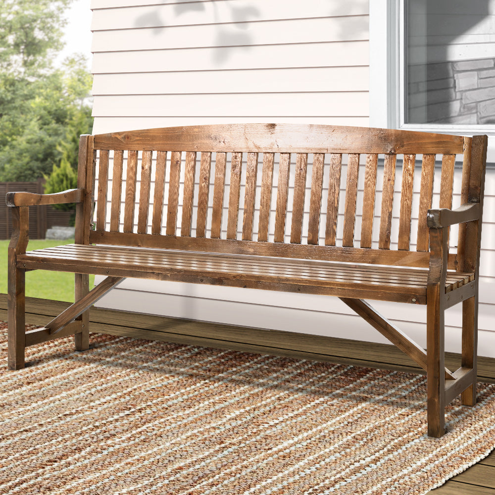 Gardeon 5FT Fir Wood Garden Bench | 3 Seater Outdoor Patio Chair