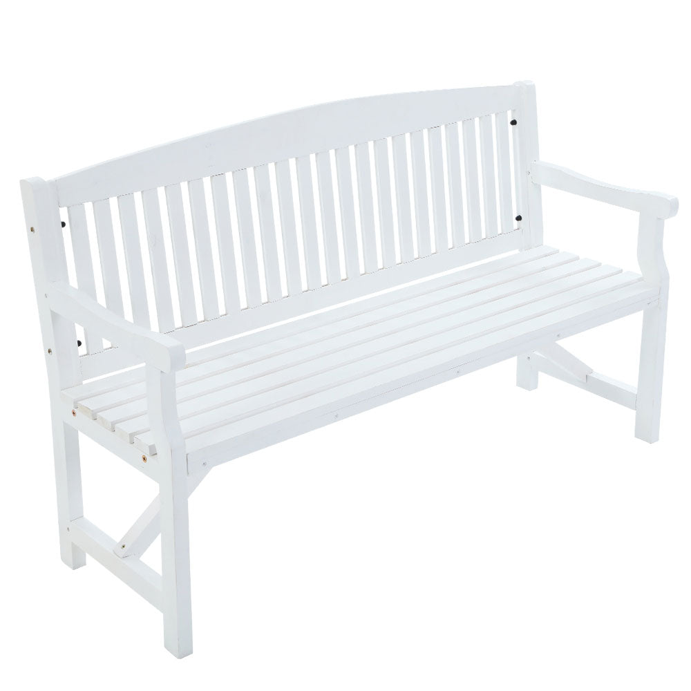 Gardeon 5FT White Wooden Garden Bench | 3 Seat Outdoor Patio Chair