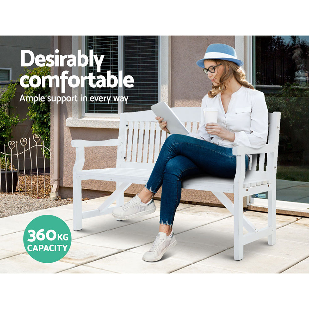 Gardeon 5FT White Wooden Garden Bench | 3 Seat Outdoor Patio Chair