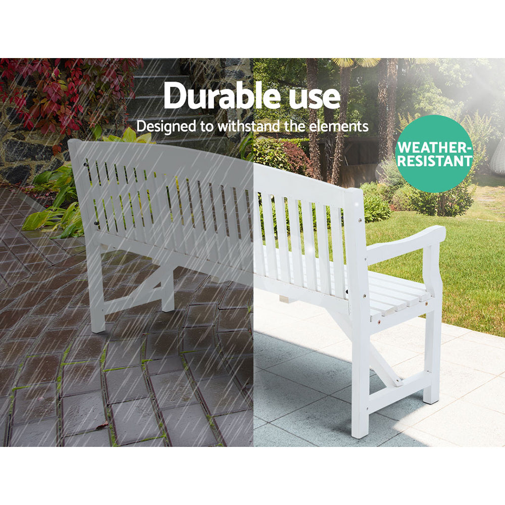 Gardeon 5FT White Wooden Garden Bench | 3 Seat Outdoor Patio Chair