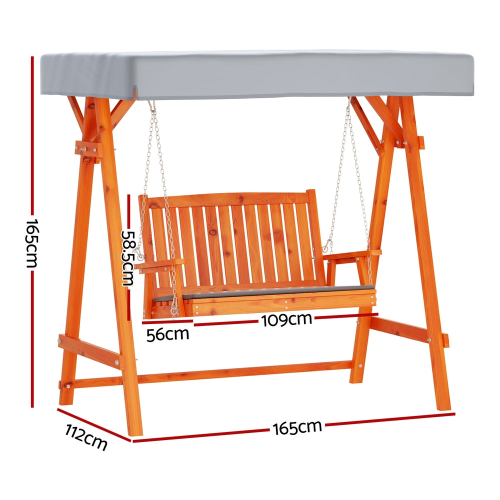 Gardeon 2 Seater Wooden Swing Chair with Adjustable Canopy