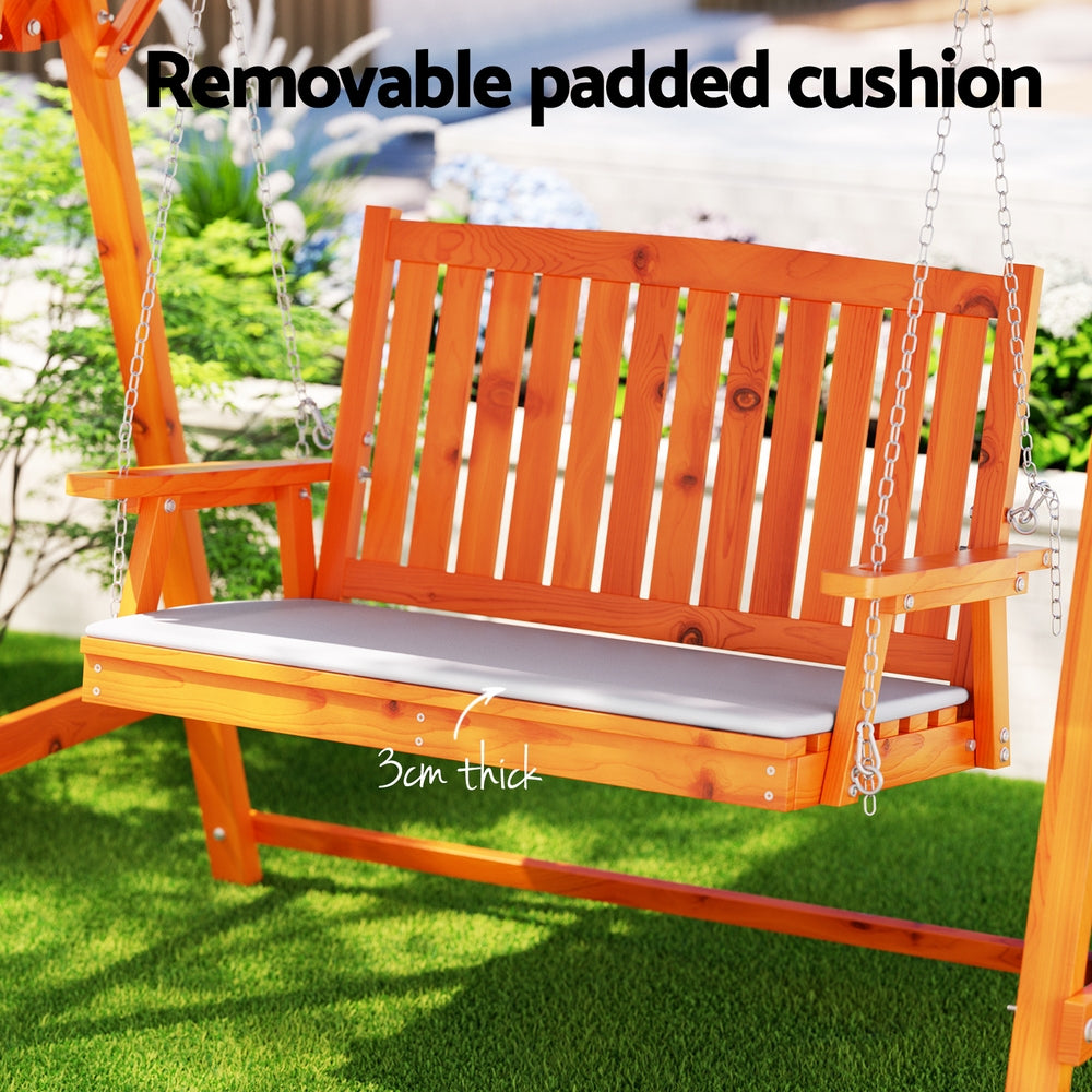 Gardeon 2 Seater Wooden Swing Chair with Adjustable Canopy