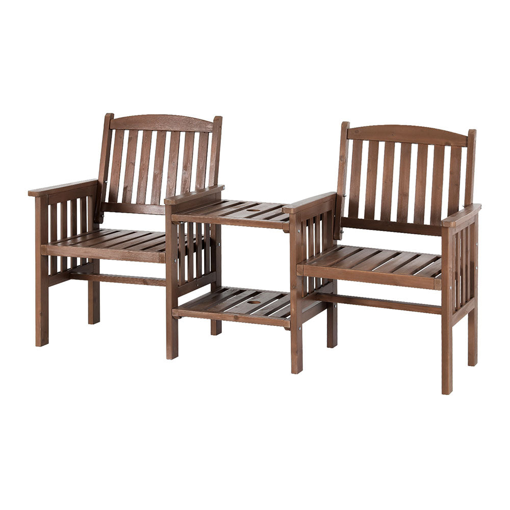 Gardeon 2 Seater Wooden Garden Bench with Table | Outdoor Patio Set