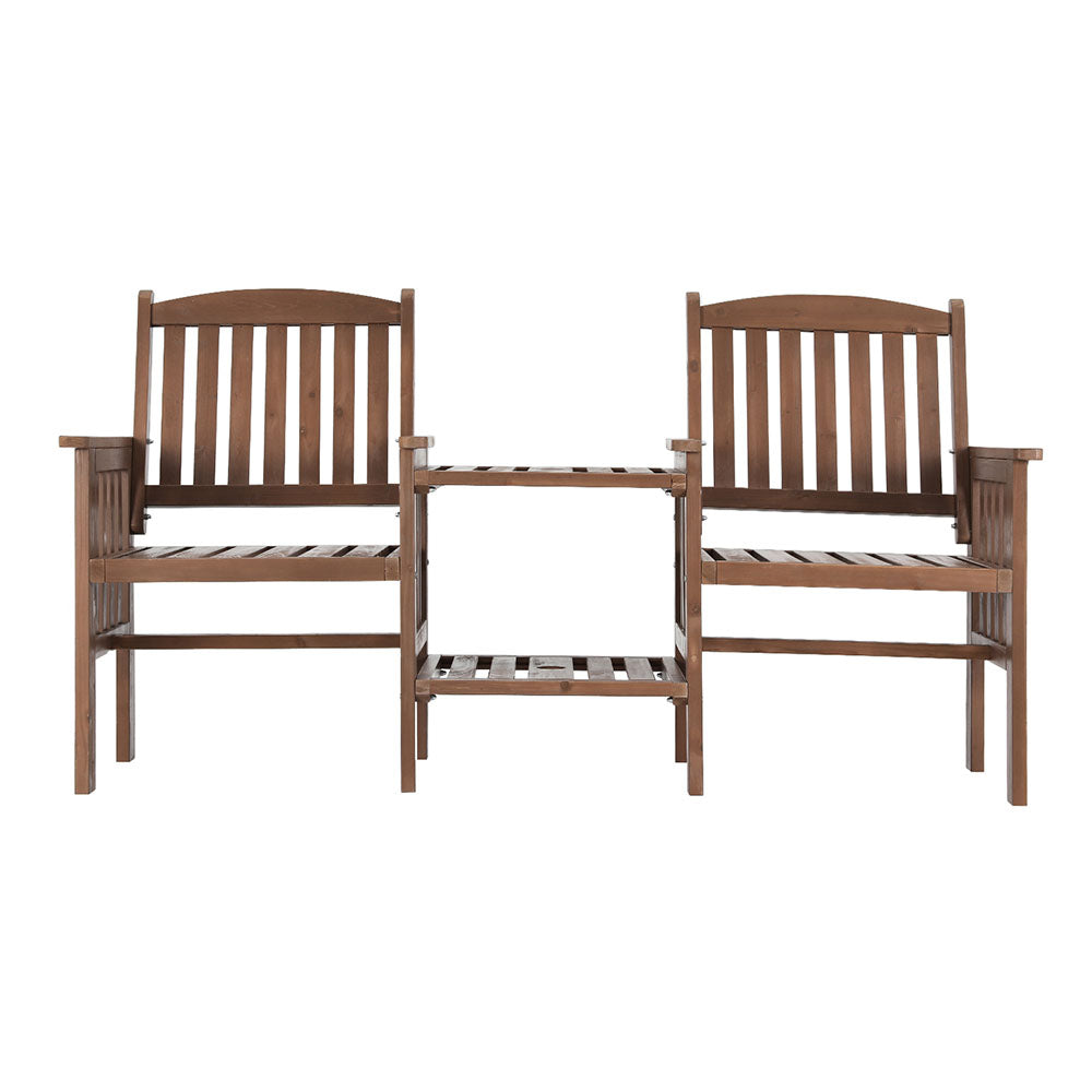 Gardeon 2 Seater Wooden Garden Bench with Table | Outdoor Patio Set