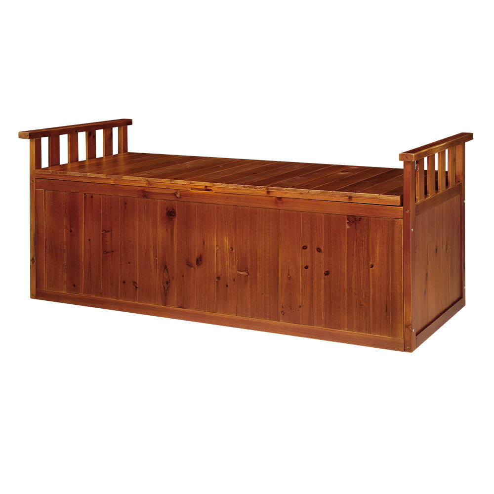 Gardeon Wooden Outdoor Storage Bench Box 129cm | Natural