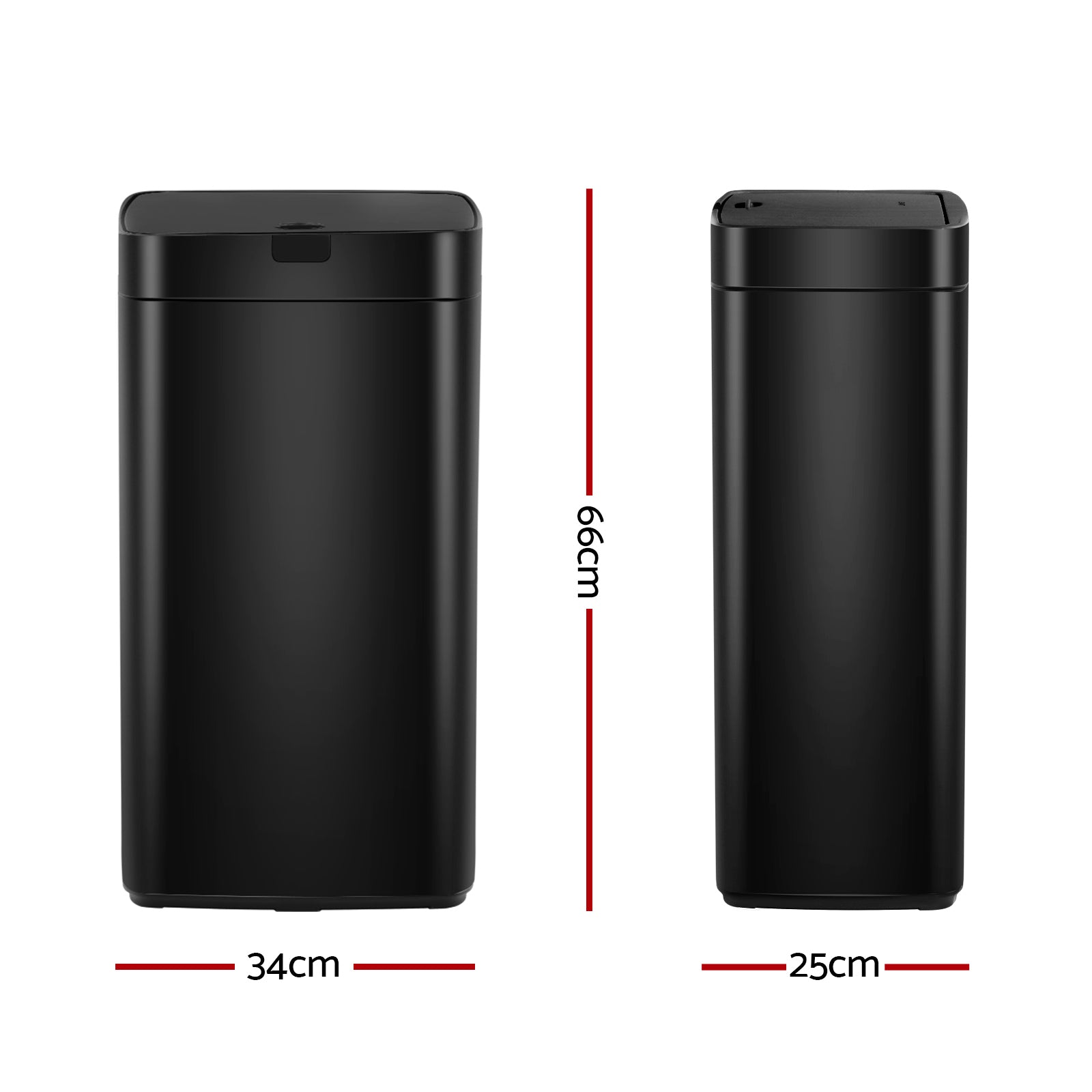 Devanti 45L Motion Sensor Rubbish Bin | Automatic Black Steel