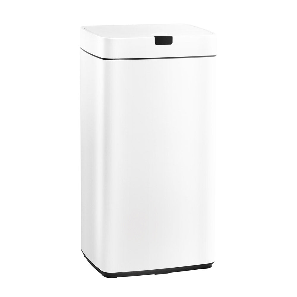 Devanti 45L Motion Sensor Rubbish Bin Automatic White Steel