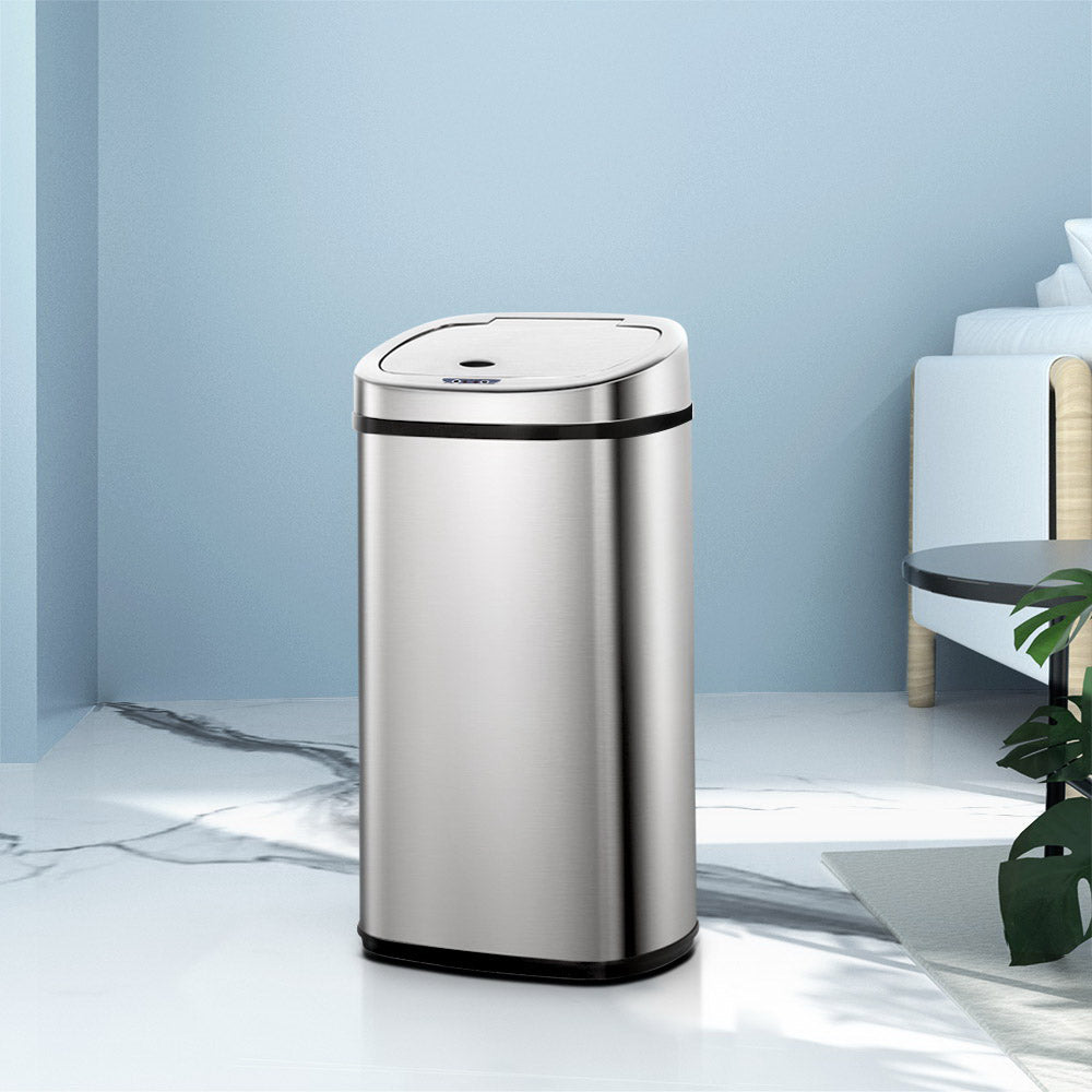 Devanti 50L Motion Sensor Stainless Steel Rubbish Bin