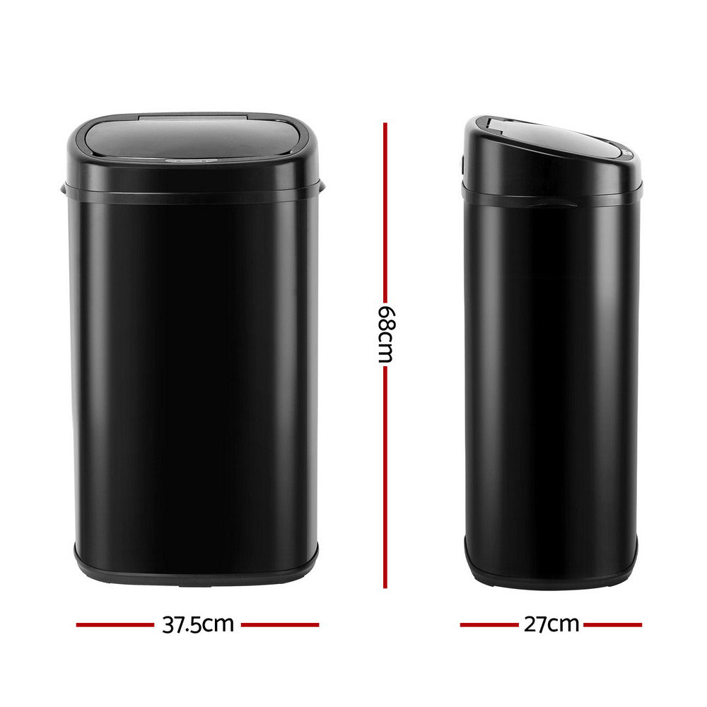 Devanti 58L Automatic Motion Sensor Rubbish Bin in Black Steel