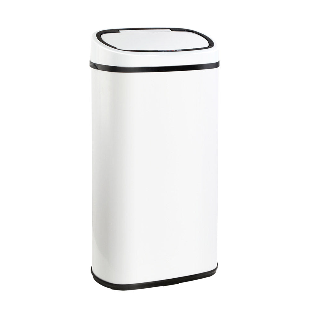 Devanti 58L Automatic Motion Sensor Trash Bin, White Steel