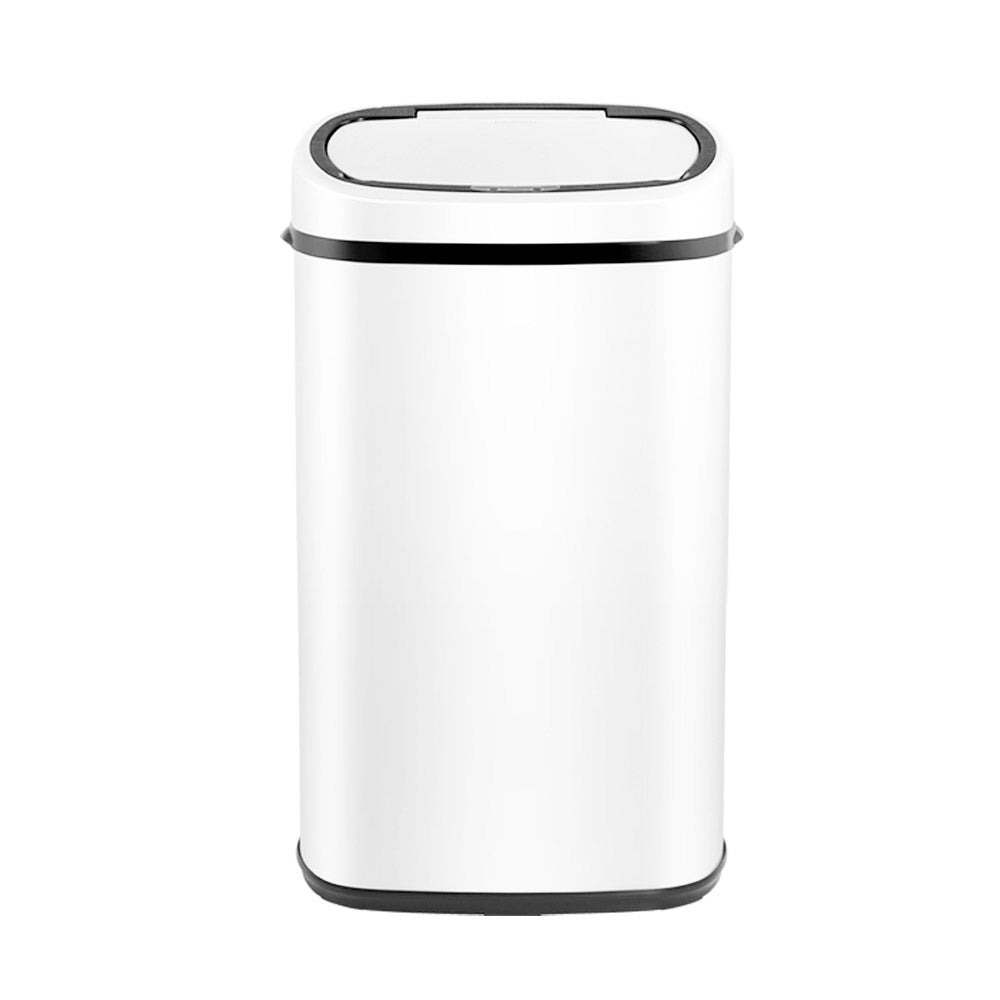 Devanti 58L Automatic Motion Sensor Trash Bin, White Steel