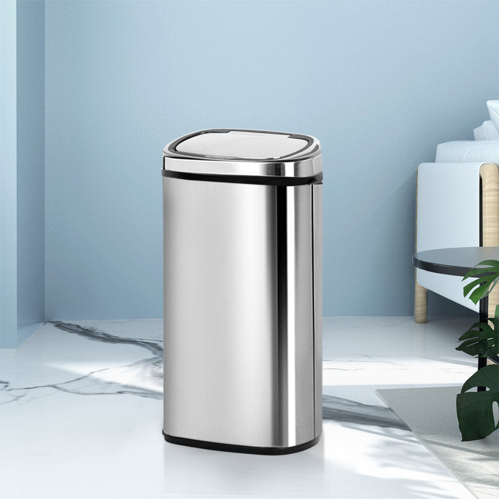 Devanti 68L Stainless Steel Motion Sensor Rubbish Bin