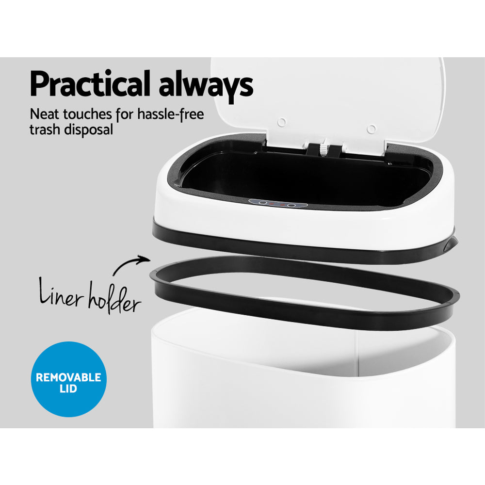 Devanti 68L Automatic Motion Sensor Rubbish Bin | White