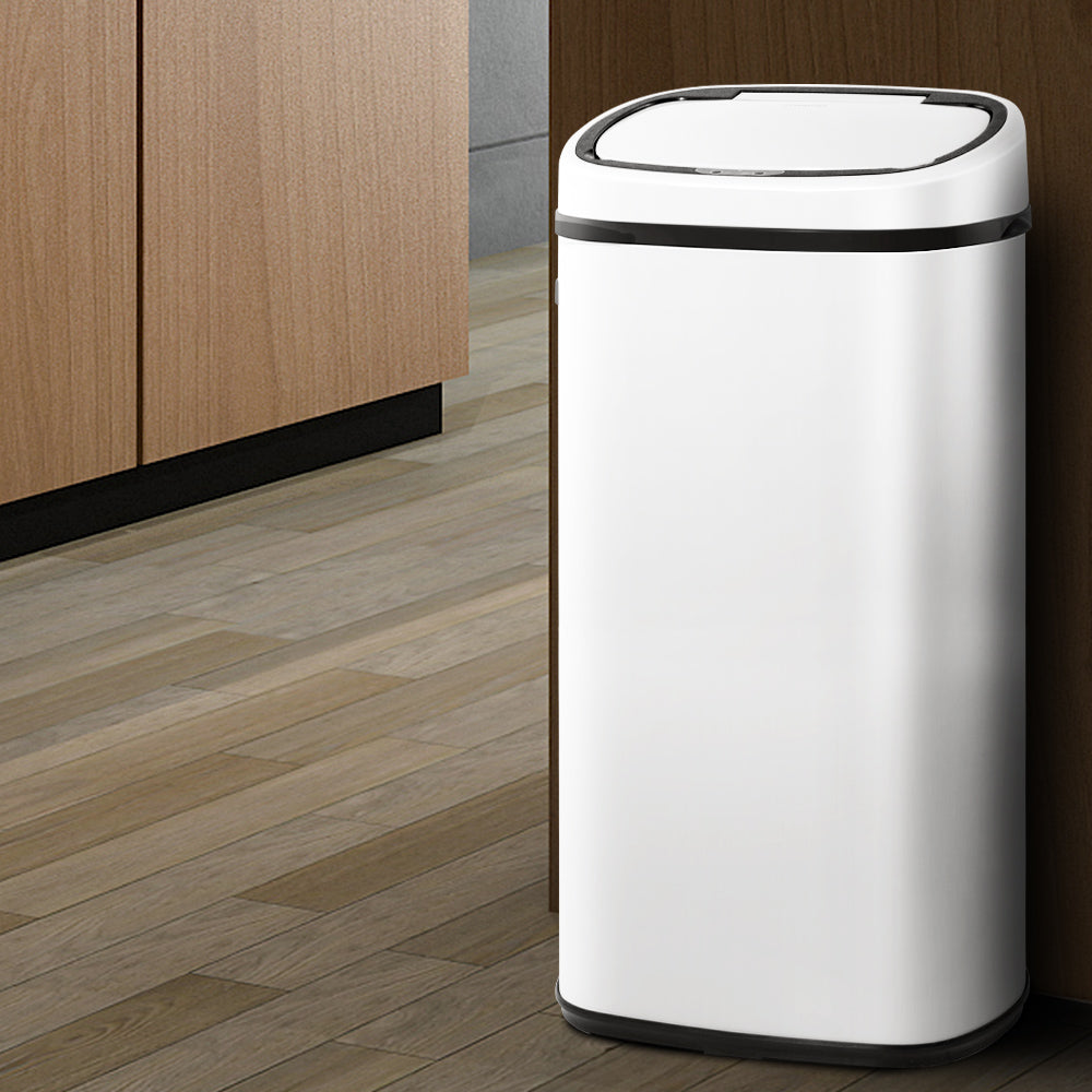 Devanti 68L Automatic Motion Sensor Rubbish Bin | White