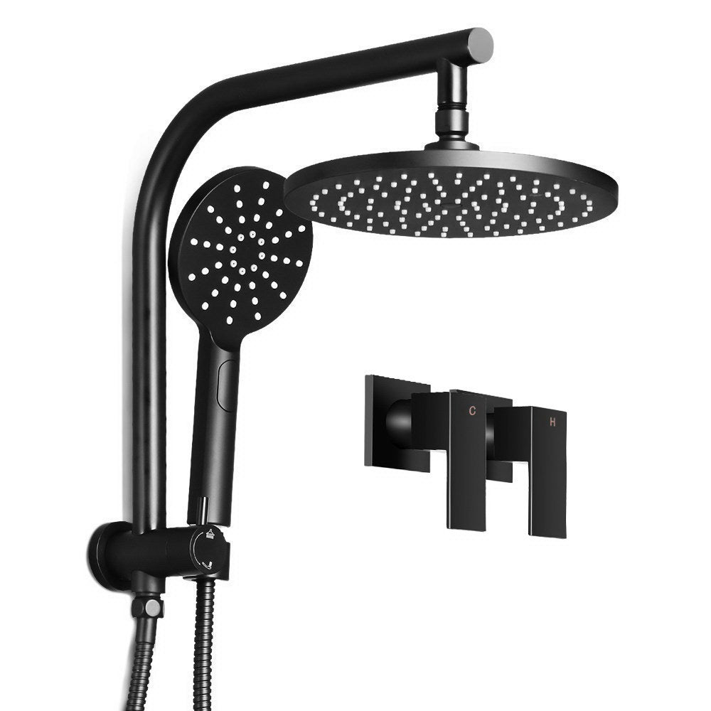 Cefito 9" Black Rainfall Shower Head Set with Handheld & Taps