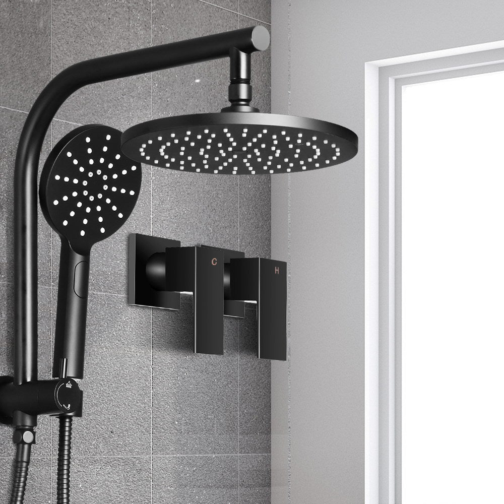 Cefito 9" Black Rainfall Shower Head Set with Handheld & Taps