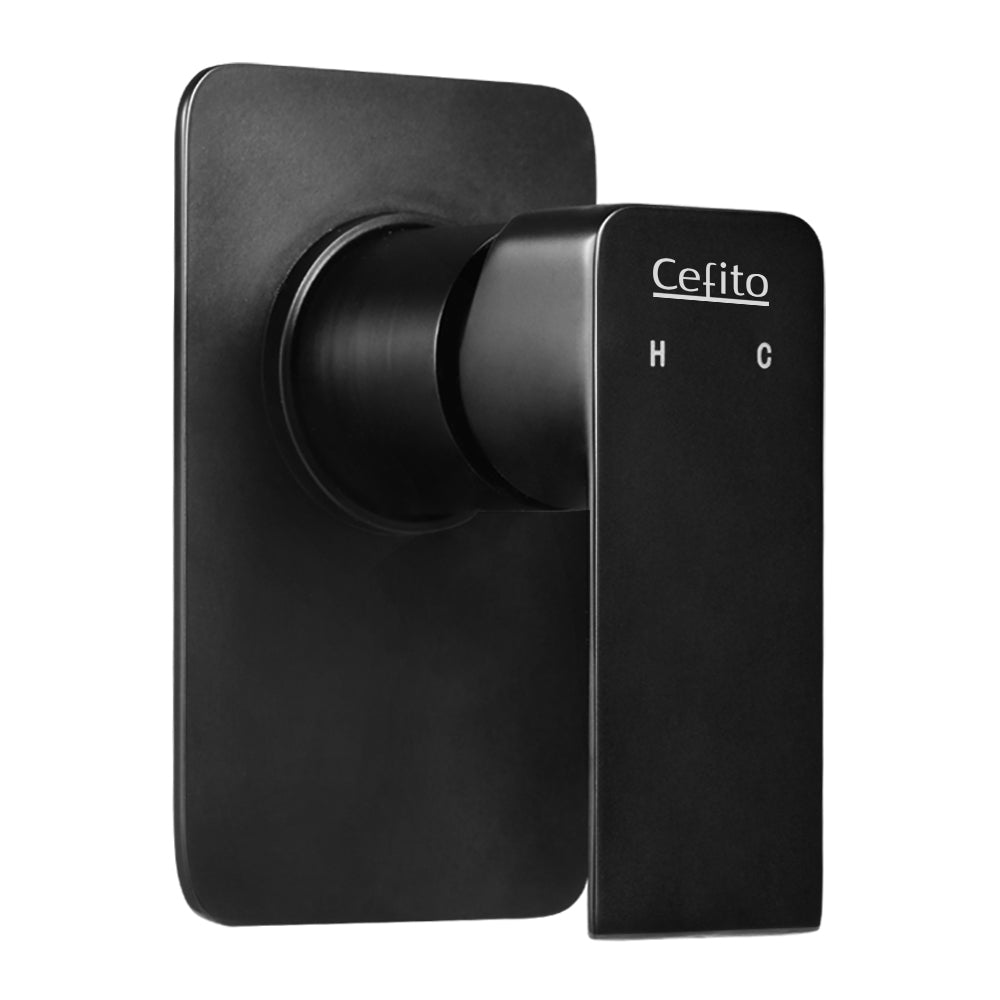 Cefito Black Brass Shower Mixer Tap for Wall Mounted Bathrooms