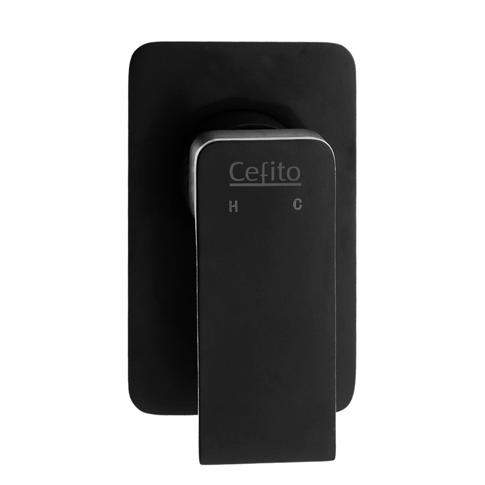 Cefito Black Brass Shower Mixer Tap for Wall Mounted Bathrooms