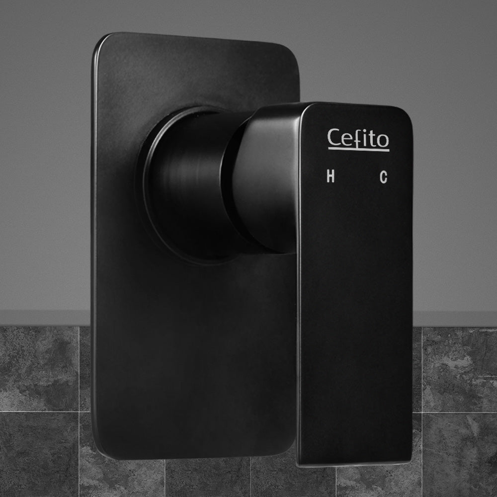 Cefito Black Brass Shower Mixer Tap for Wall Mounted Bathrooms