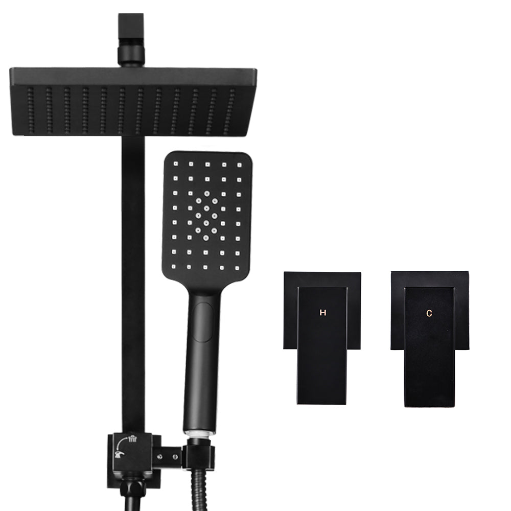 Cefito 8" Black Rain Shower Head Set with Handheld & Taps