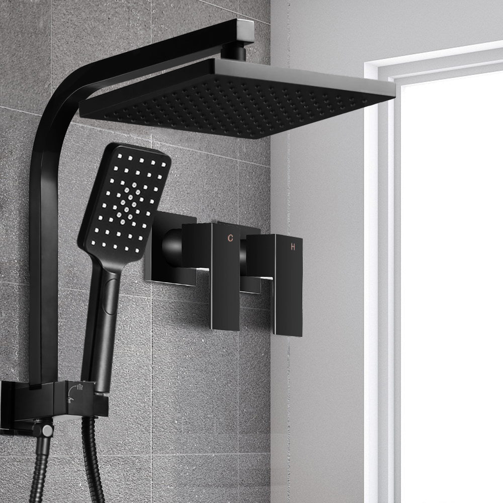 Cefito 8" Black Rain Shower Head Set with Handheld & Taps