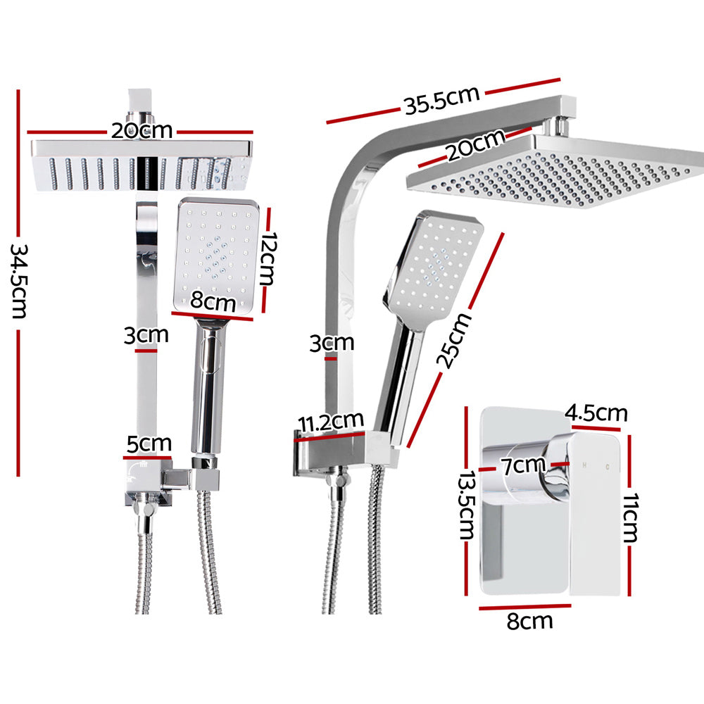 Cefito 8" Round Chrome Rainfall Shower Set with Mixer Tap