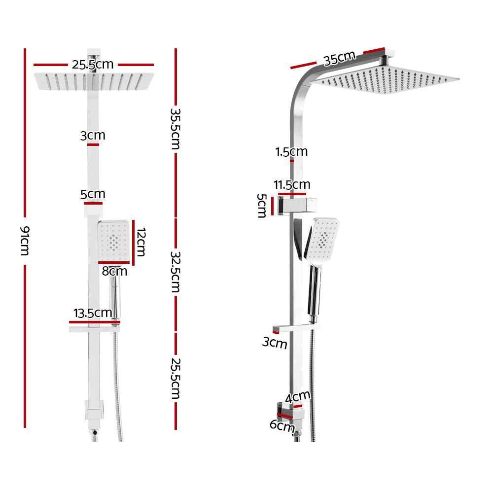 Cefito 10" Square Rain Shower Head Set with Handheld Chrome