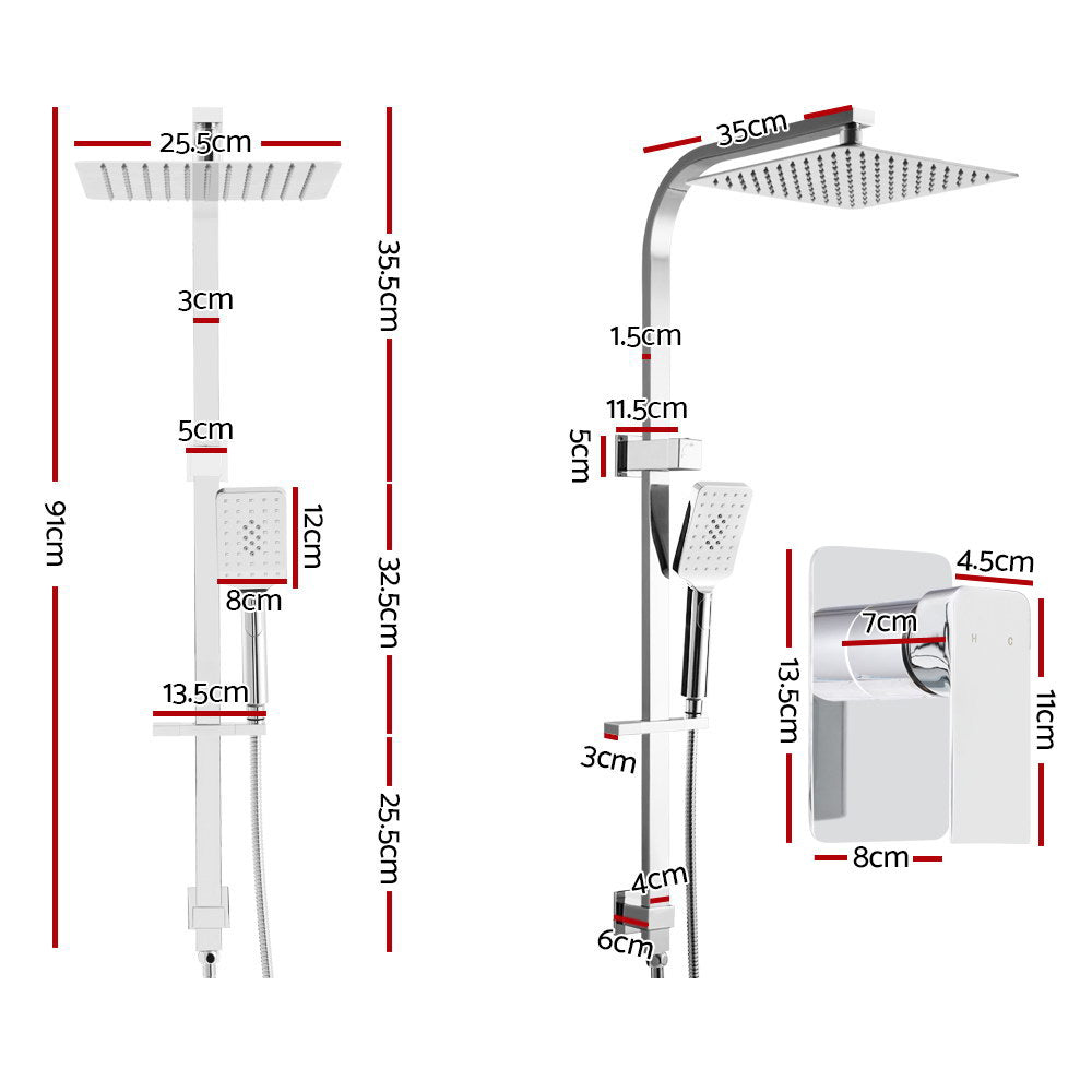 Cefito 10" Chrome Rain Shower Head Set with Handheld & Mixer