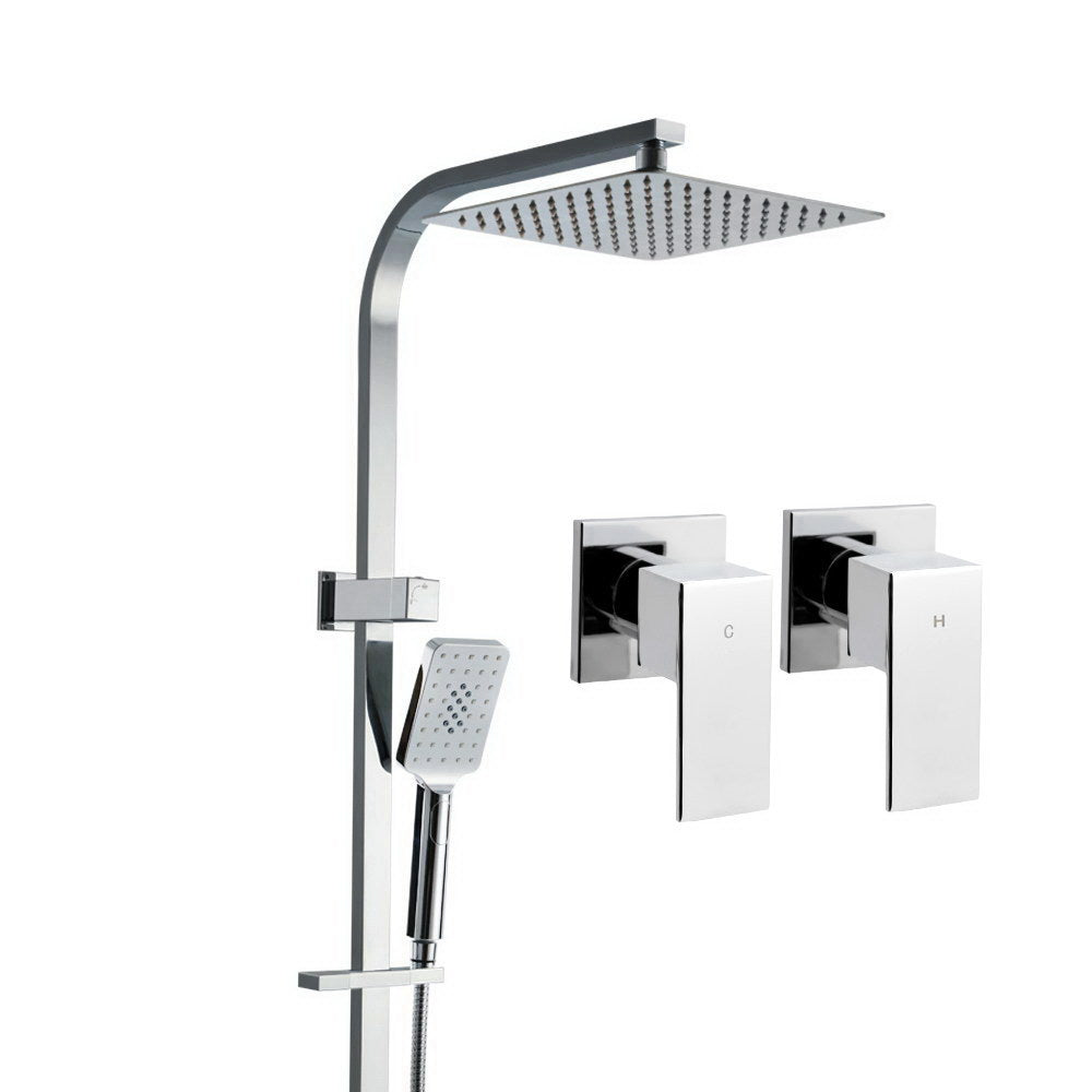 Chrome 10" Rain Shower Head Set with Handheld & Taps by Cefito