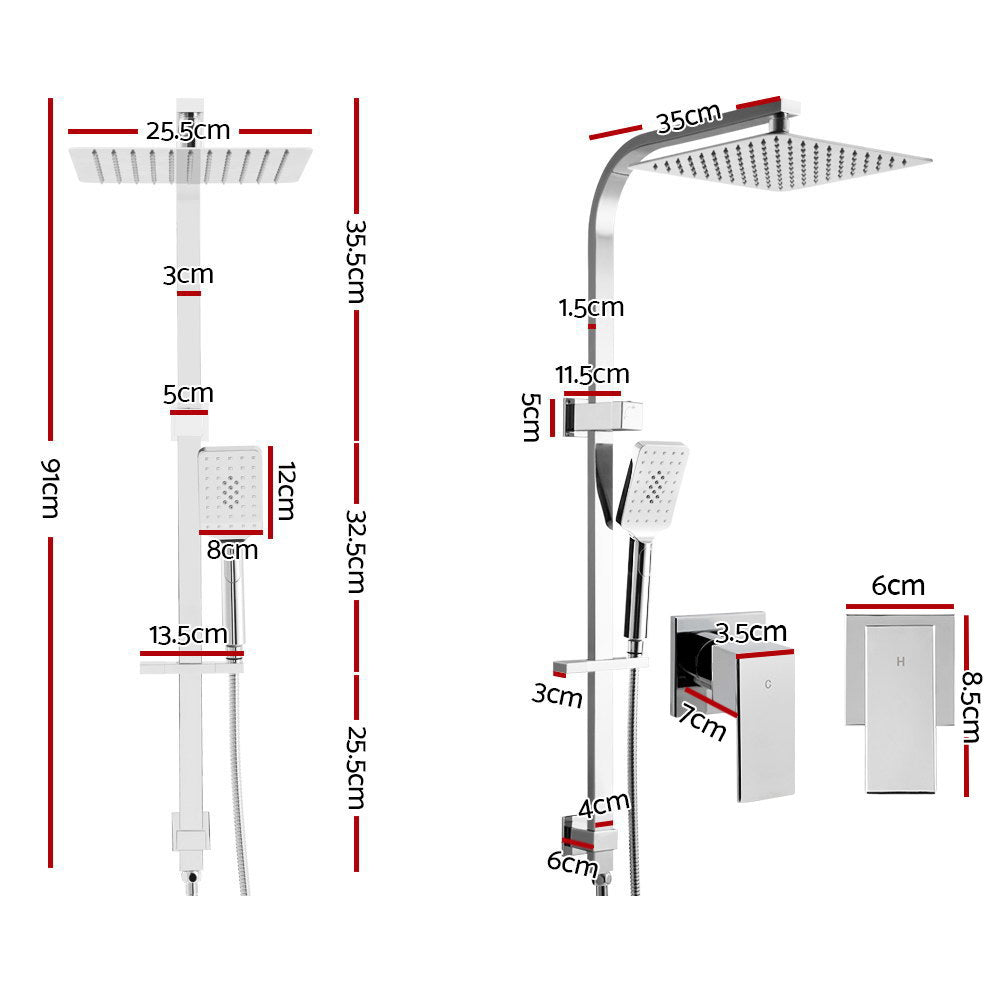 Chrome 10" Rain Shower Head Set with Handheld & Taps by Cefito