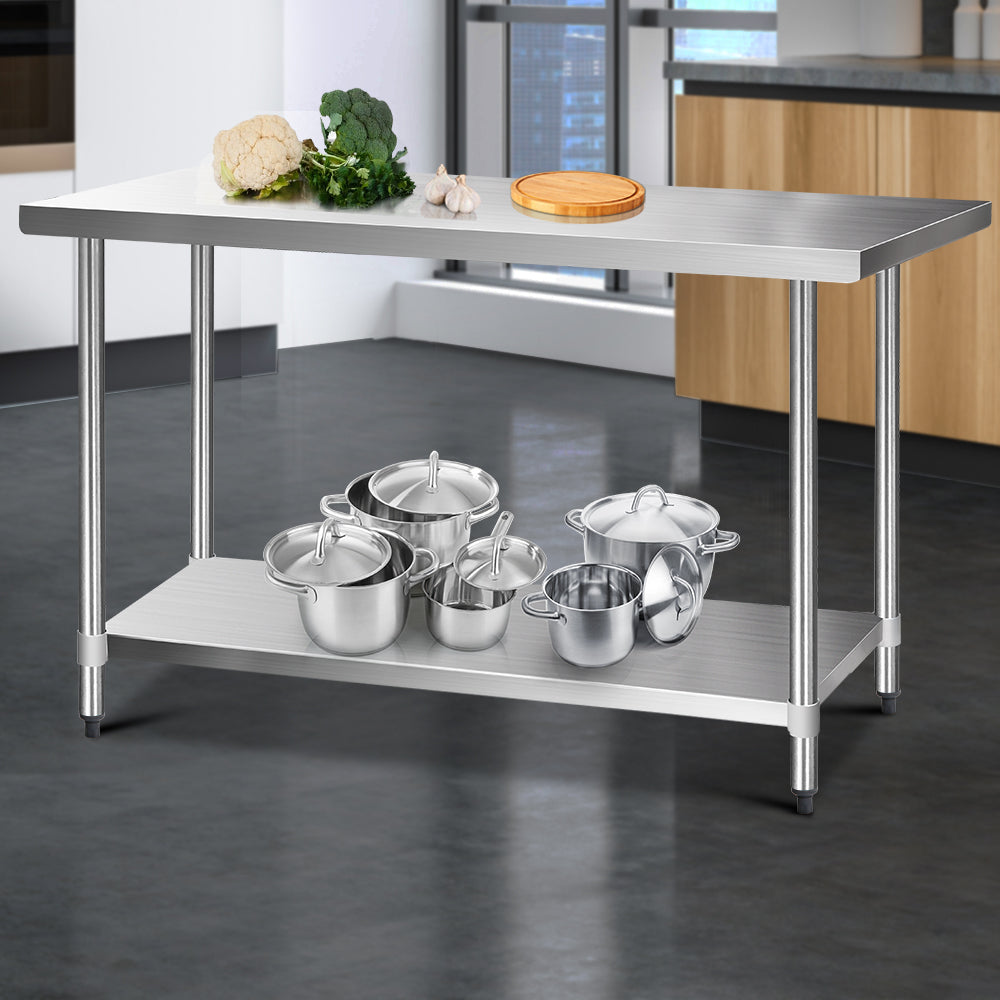 Cefito Stainless Steel Kitchen Bench with Wheels | 1524x610mm