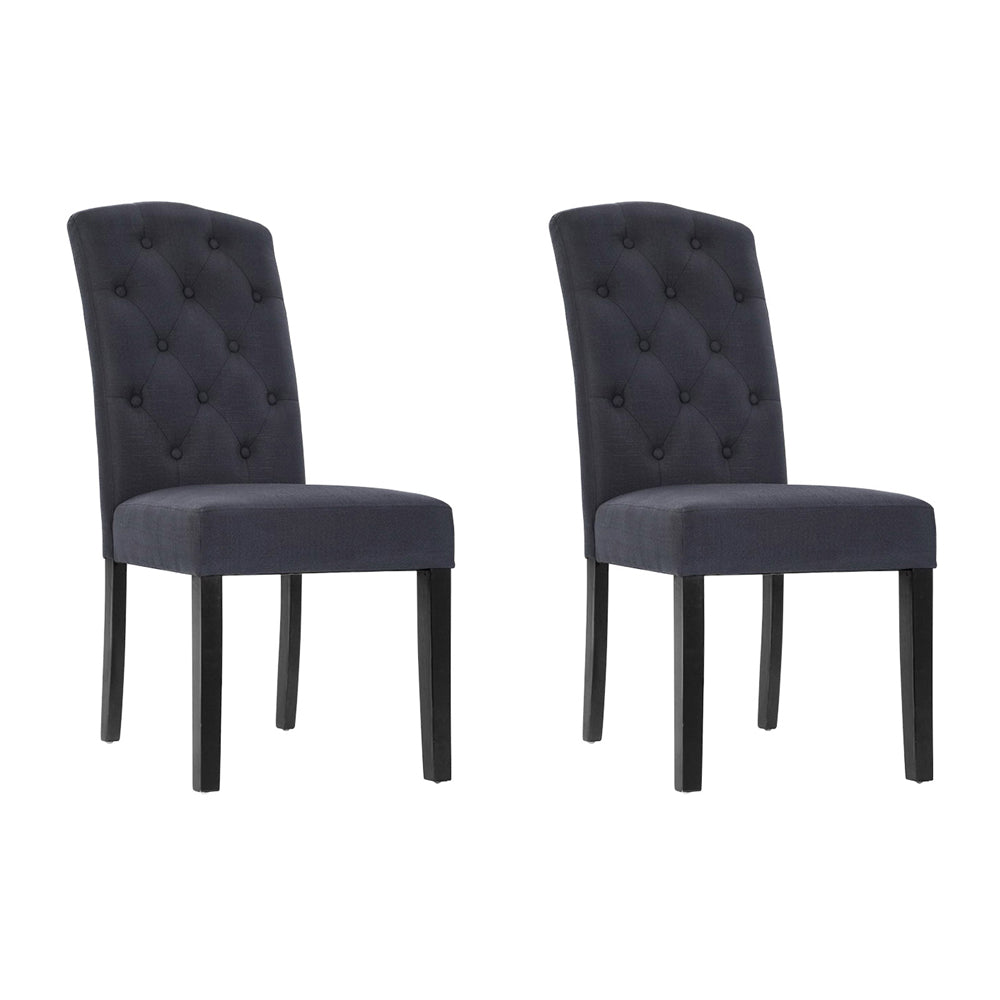 Artiss Linen Parsons Dining Chairs Set of 2 | Dark Grey