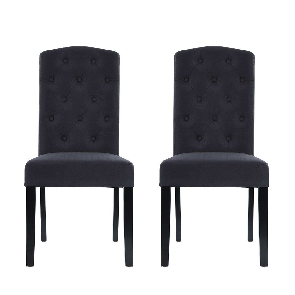 Artiss Linen Parsons Dining Chairs Set of 2 | Dark Grey