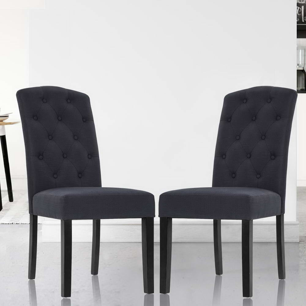 Artiss Linen Parsons Dining Chairs Set of 2 | Dark Grey