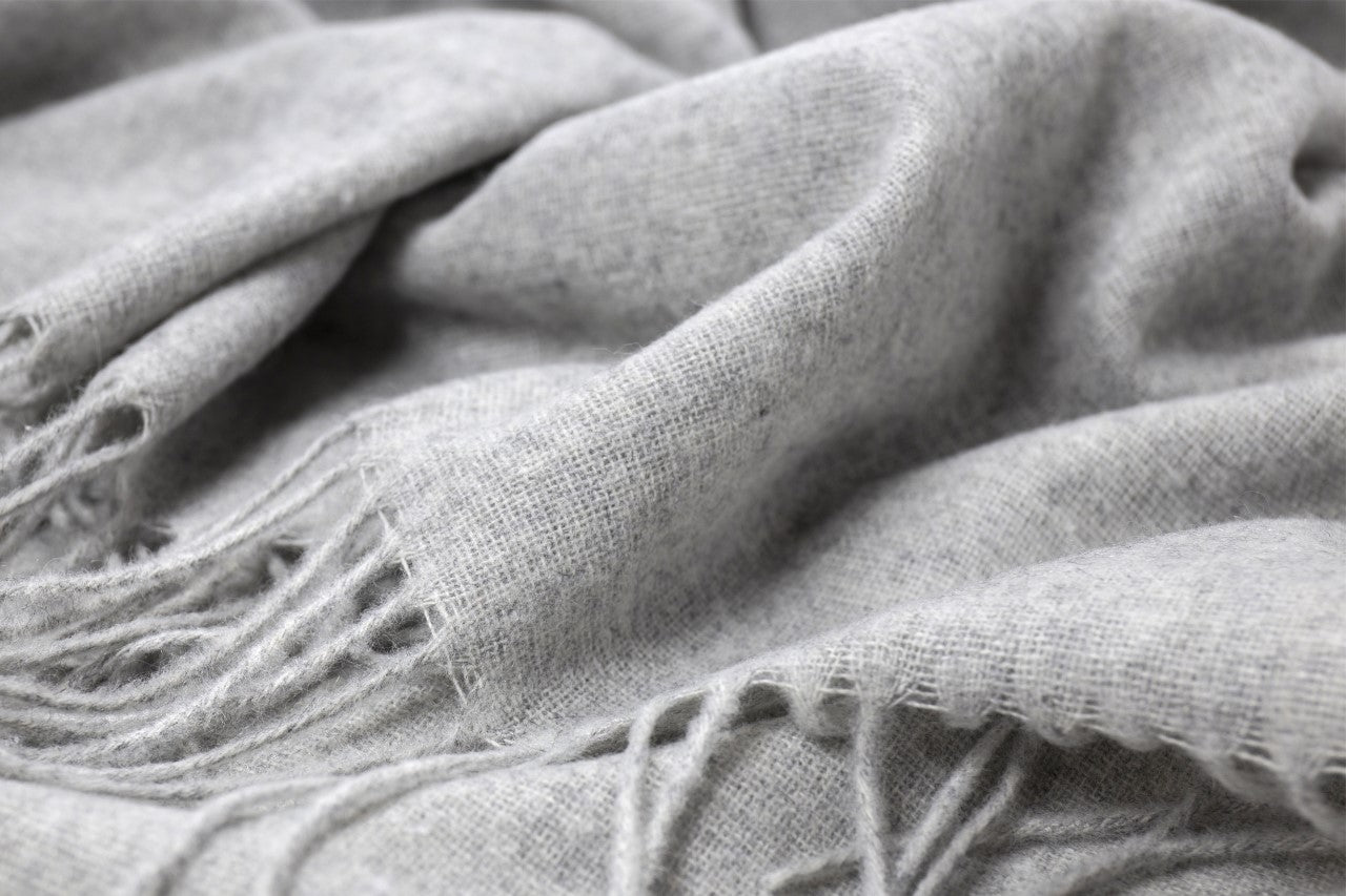 Paddington Fine Wool Blend Throw | Light Grey | Newstart