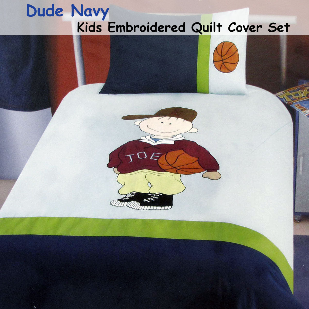 Dude Basketball Embroidered Quilt Cover Set Single