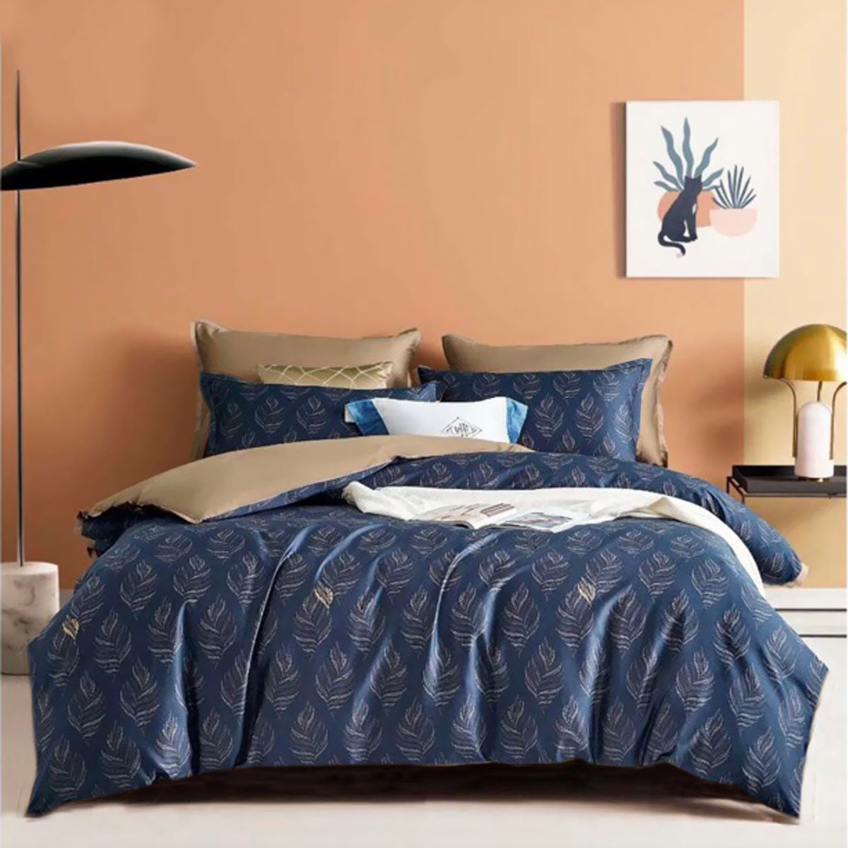 400TC Cotton Sateen Quilt Cover Set Foliole Queen