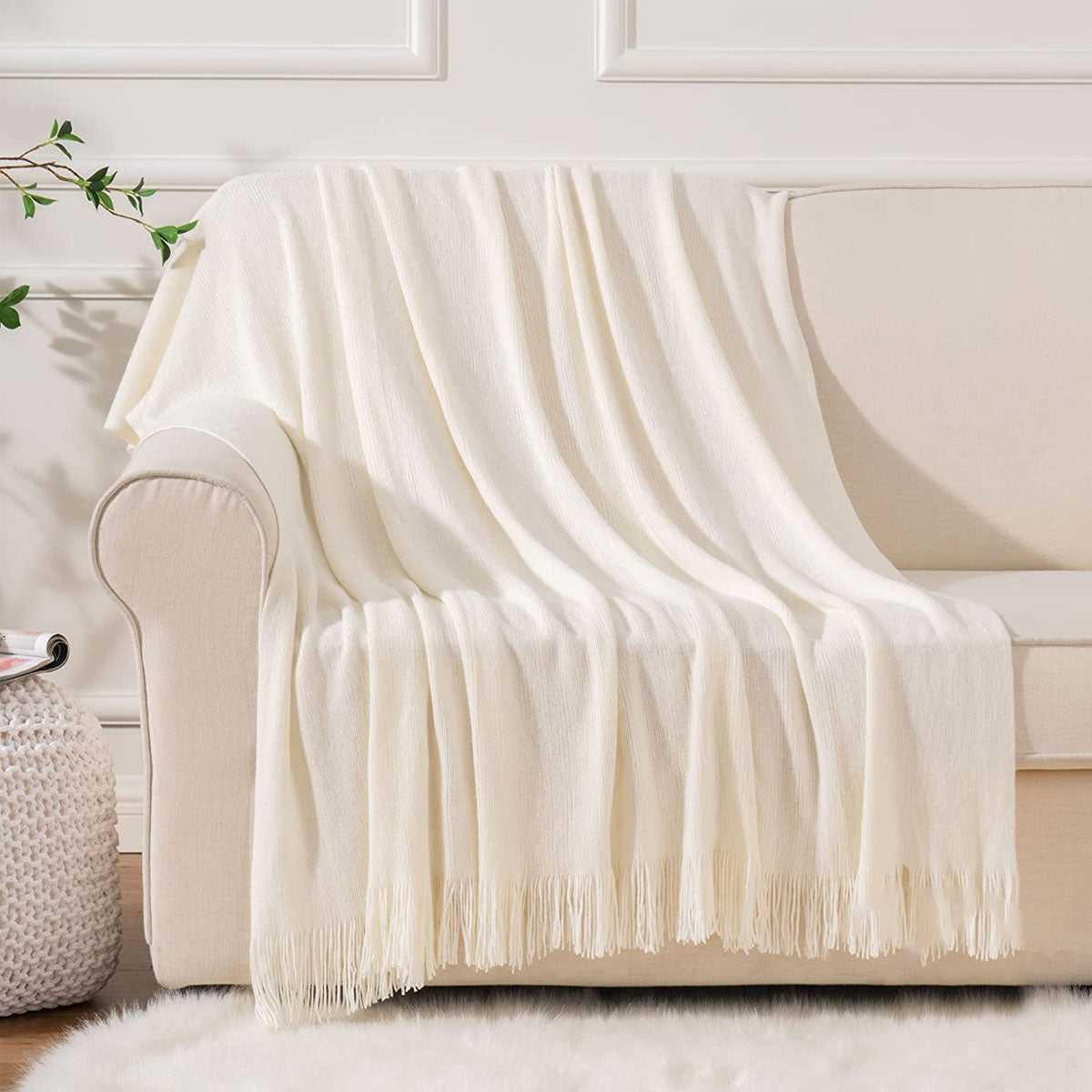 Bahamas Ivory Woven Throw Rug