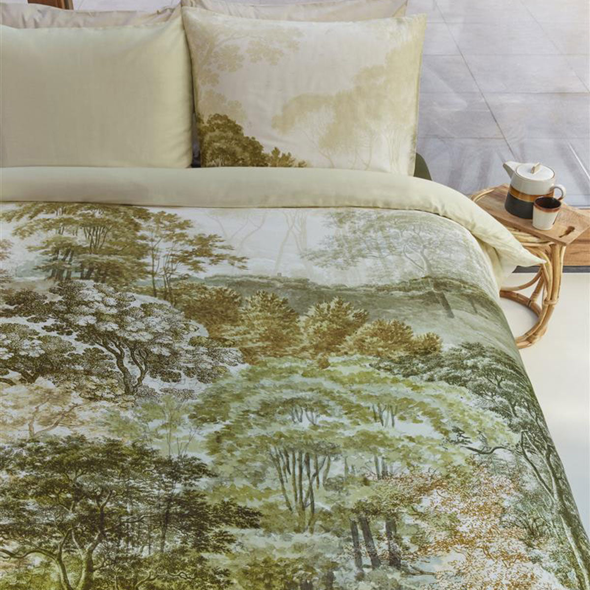 Bedding House Arcadia Green Cotton Sateen Quilt Cover Set King