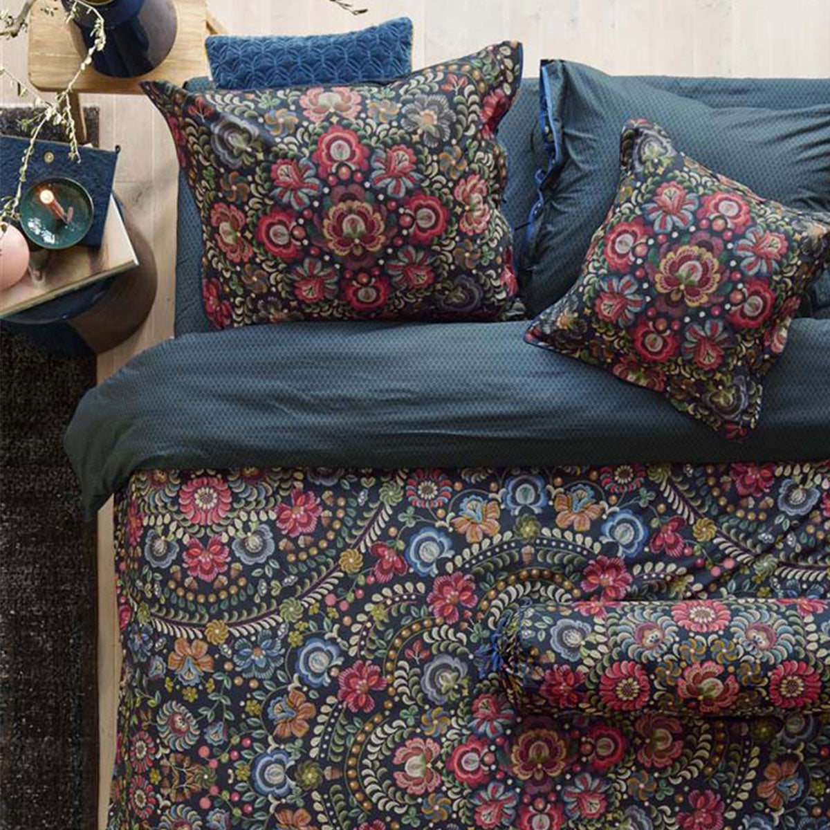 PIP Studio Il Ricamo Dark Blue Cotton Quilt Cover Set Queen