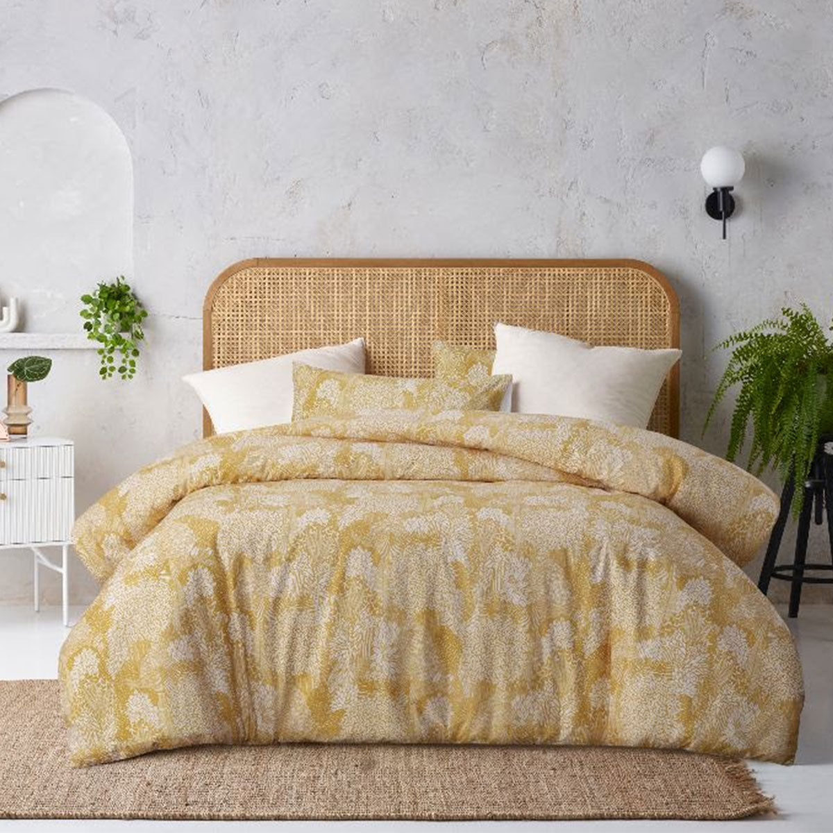 Accessorize Betty Otway Ochre Washed Cotton Printed Quilt Cover Set Single